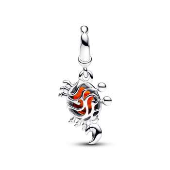 Disney The Little Mermaid crab sterling silver dangle with orange Murano glass 