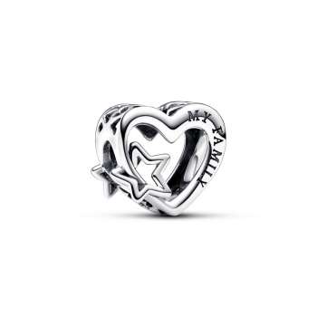 Openwork Family Heart & Star Charm 