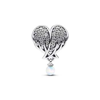 Sparkling Angel Wings & Heart  Charm 