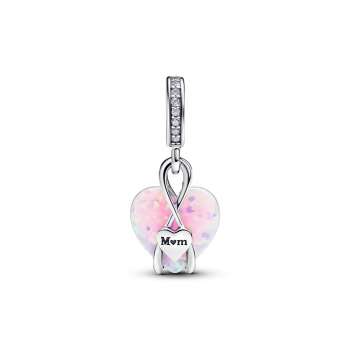 Mum Opalescent Heart Dangle Charm 