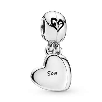 Mother & Son Heart Split Dangle Charm 