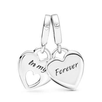 Double Heart Split Dangle Charm 