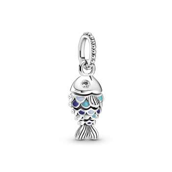 Blue Scaled Fish Dangle Charm 