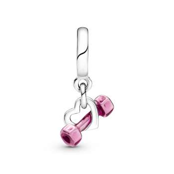 Dumbbell & Heart Dangle Charm 