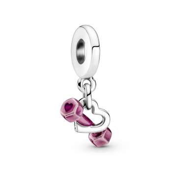 Dumbbell & Heart Dangle Charm 