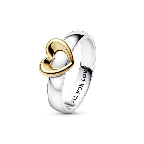 Heart sterling silver and 14k gold-plated ring 