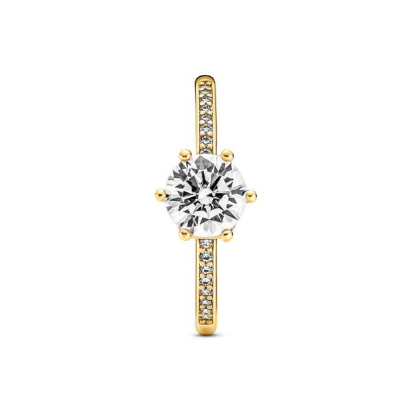 Clear Sparkling Crown Solitaire Ring 