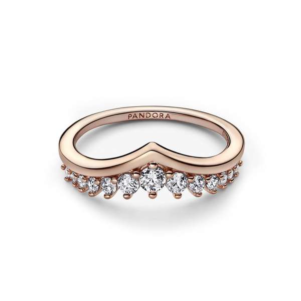 Wishbone 14k rose gold-plated ring with clear cubic zirconia 