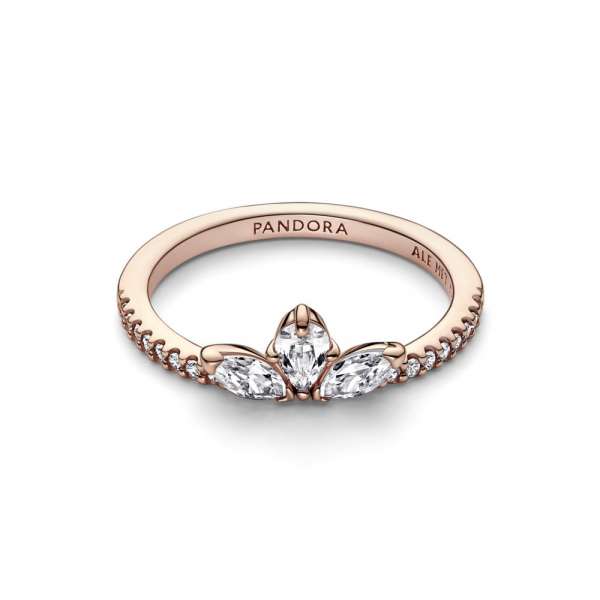 Herbarium cluster 14k rose gold-plated ring with clear cubic zirconia 