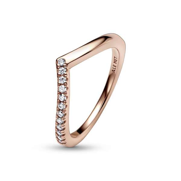 Wishbone 14k rose gold-plated ring with clear cubic zirconia 