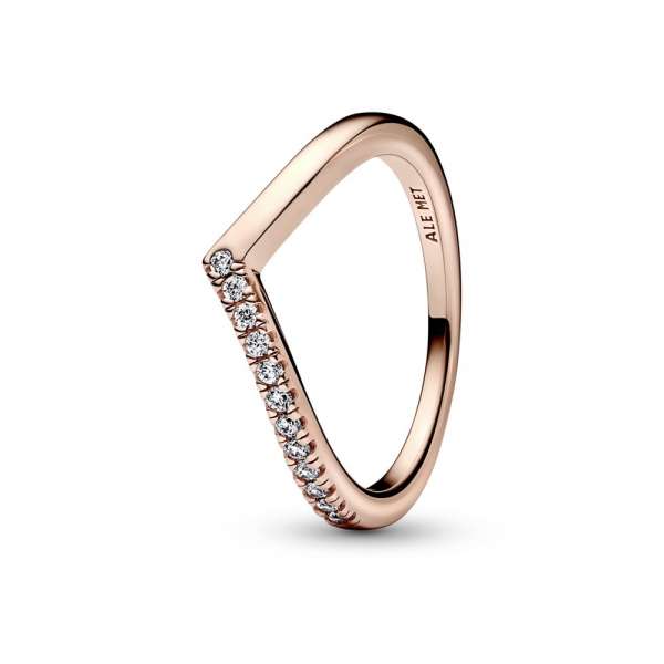 Wishbone 14k rose gold-plated ring with clear cubic zirconia 