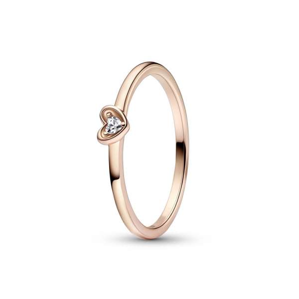 Heart 14k rose gold-plated ring with clear cubic zirconia 