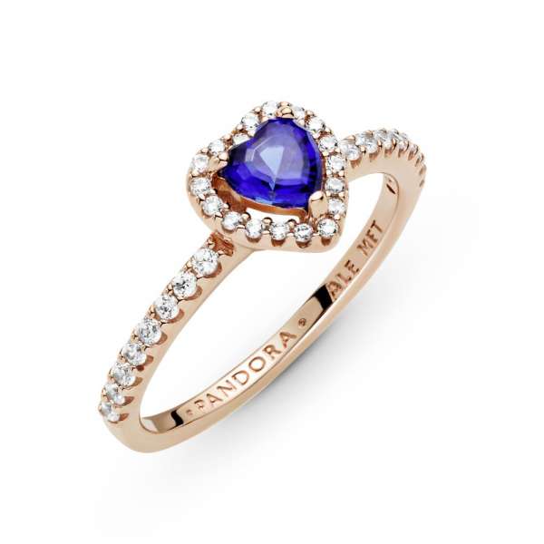 Sparkling Blue Elevated Heart Ring 