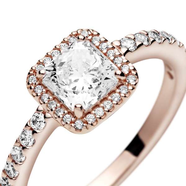 Square Sparkle Halo Ring 