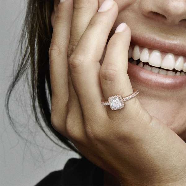 Square Sparkle Halo Ring 