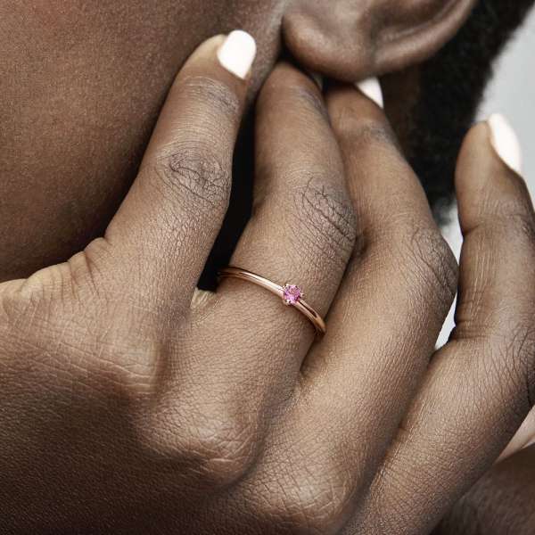 Pink Solitaire Ring 