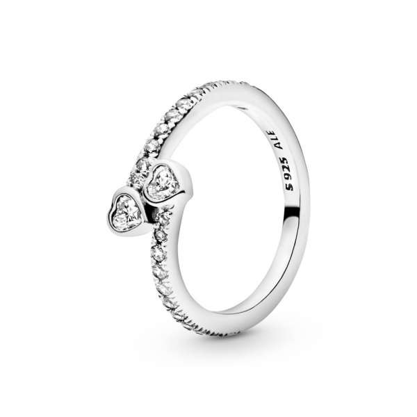 Two Sparkling Hearts Ring 