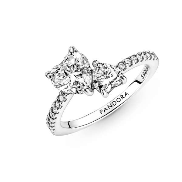 Double Heart Sparkling Ring 