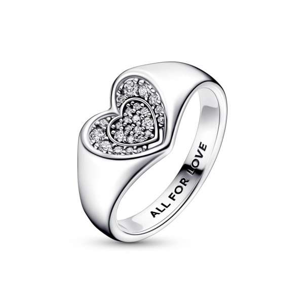 Heart sterling silver ring with clear cubic zirconia 