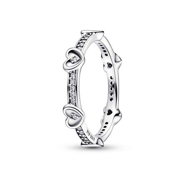 Pandora heart silver ring with cubic zirconia top