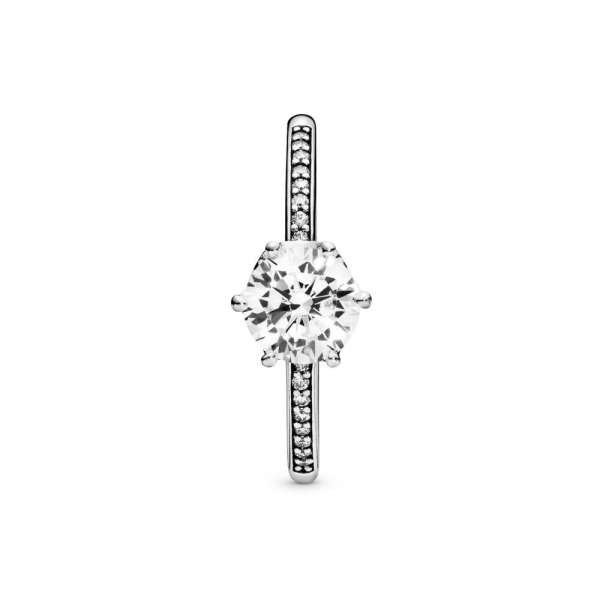 Clear Sparkling Crown Solitaire Ring 