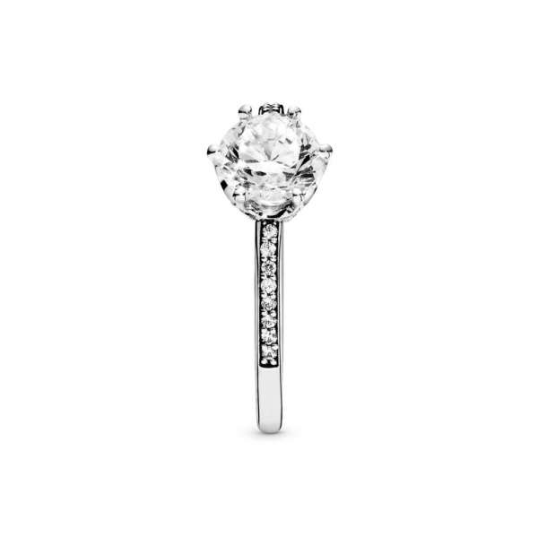 Clear Sparkling Crown Solitaire Ring 