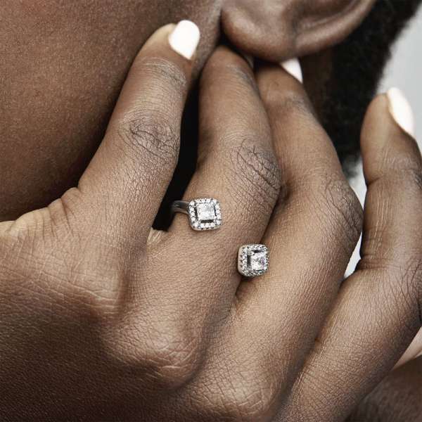 Square Sparkle Open Ring 