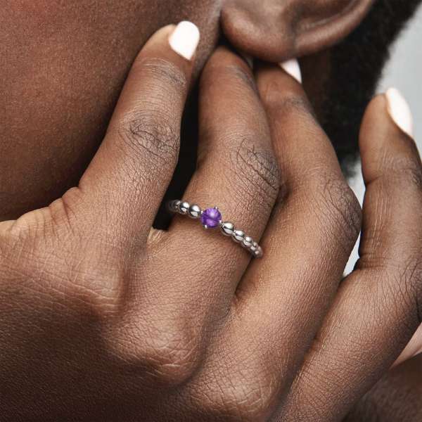 Purple Beaded Ring 