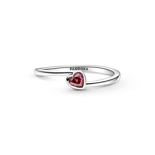 Red Tilted Heart Solitaire Ring 