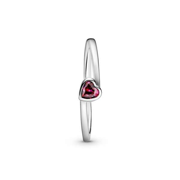 Red Tilted Heart Solitaire Ring 