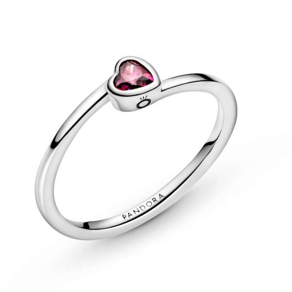Red Tilted Heart Solitaire Ring 