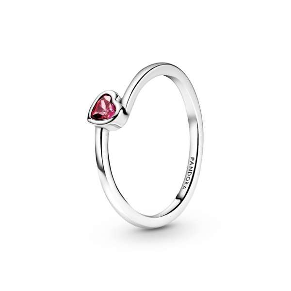 Red Tilted Heart Solitaire Ring 