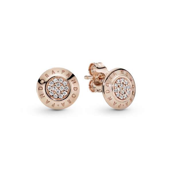 Sparkling Pandora Logo Stud Earrings 
