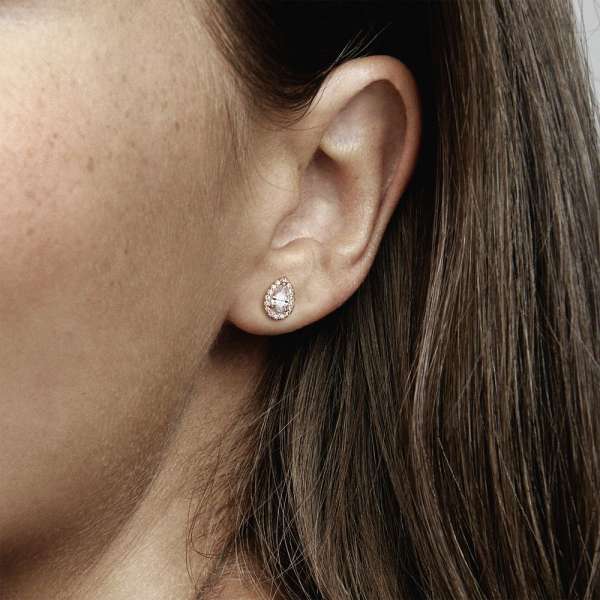 Teardrop Halo Stud Earrings 