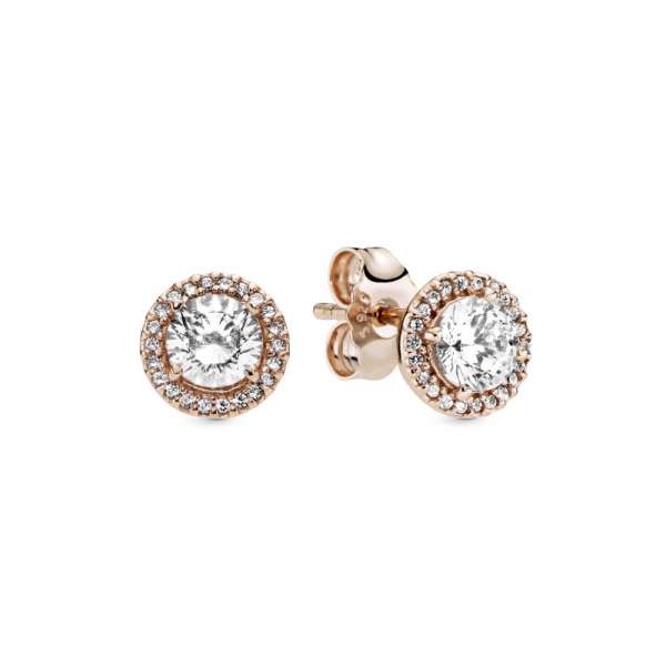 Round Sparkle Halo Stud Earrings 