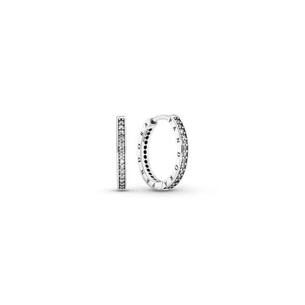 Sparkle & Pandora Logo Hoop Earrings 