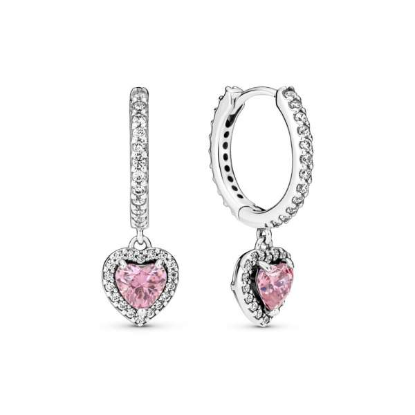 Sparkling Halo Heart Hoop Earrings 