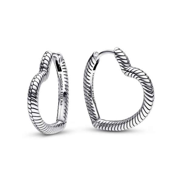 Pandora Moments Heart Charm Hoop  Earrings 