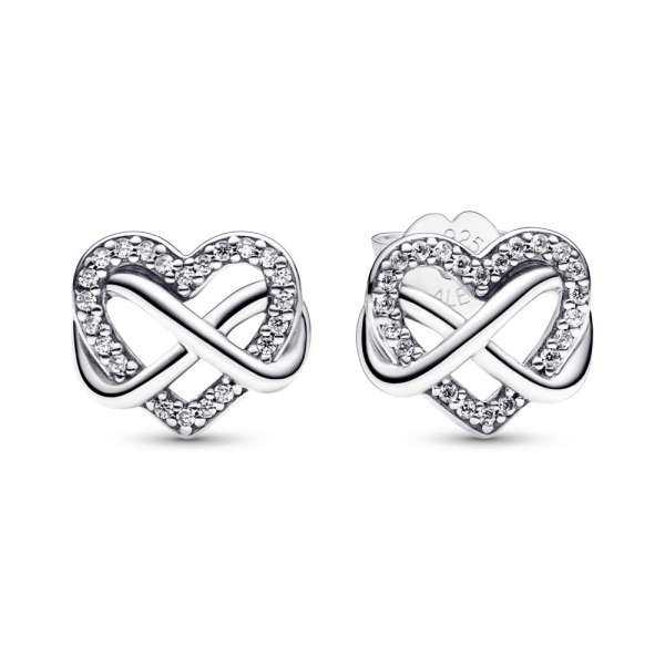 Sparkling Infinity Heart Stud Earrings 