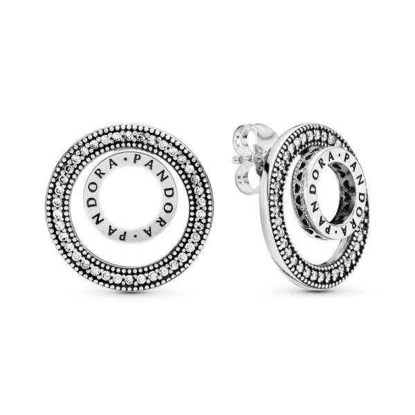 Pandora Logo Circle Stud Earrings 