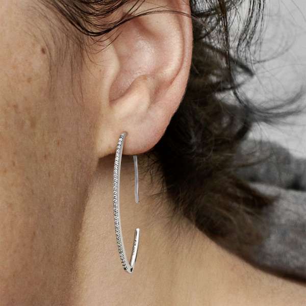 Oval Sparkle Hoop Earrings 