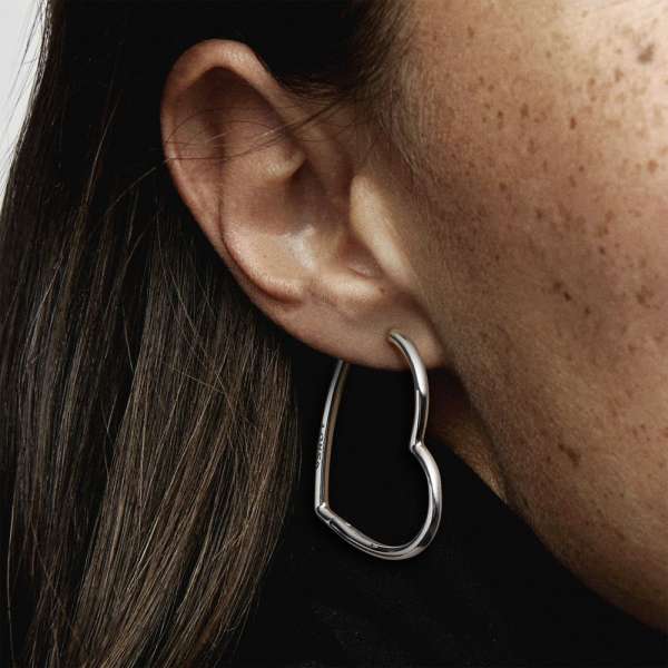 Pandora two heart hoop earrings on sale