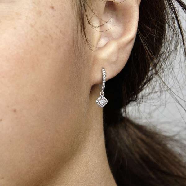 Square Sparkle Hoop Earrings 