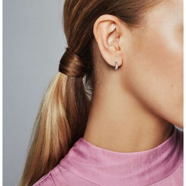 Pavé Snake Chain Pattern Hoop Earrings 