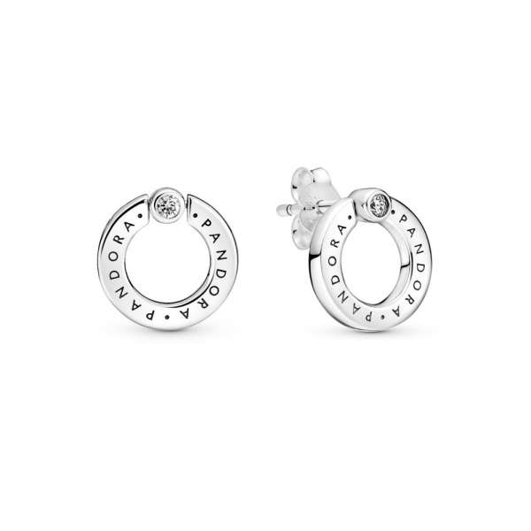 Pavé & Logo Circle Reversible Stud Earrings 