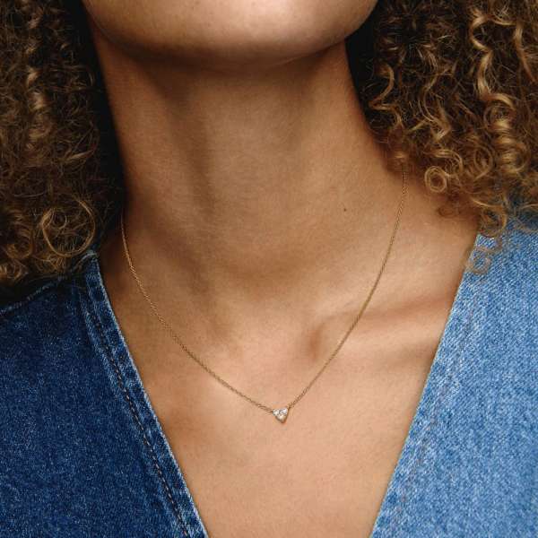 Triple Stone Heart Collier Necklace 