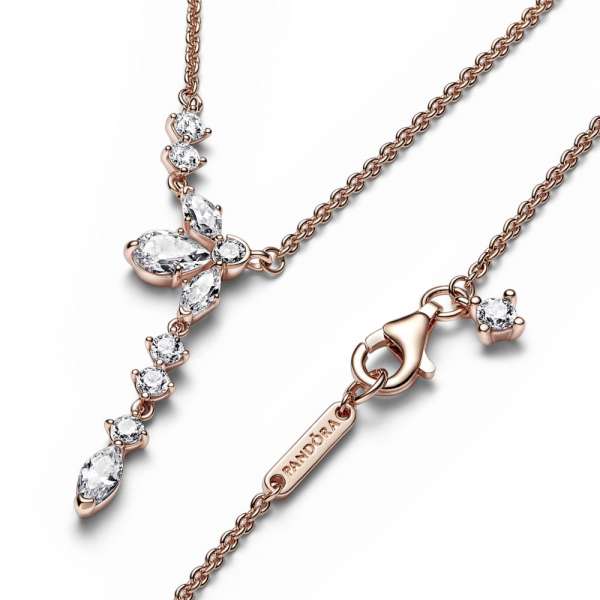 Herbarium cluster 14k rose gold-plated collier with clear cubic zirconia 