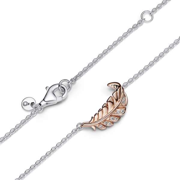 Two-Tone Floating Curved Feather Collier Necklace 