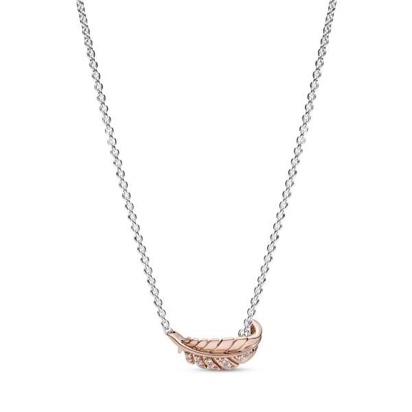 Two-Tone Floating Curved Feather Collier Necklace 