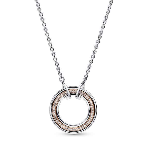 Pandora Signature Two tone Logo & Pavé Necklace 